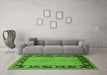 Machine Washable Oriental Green Industrial Area Rugs in a Living Room,, wshurb3056grn