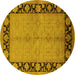 Round Oriental Yellow Industrial Rug, urb3056yw