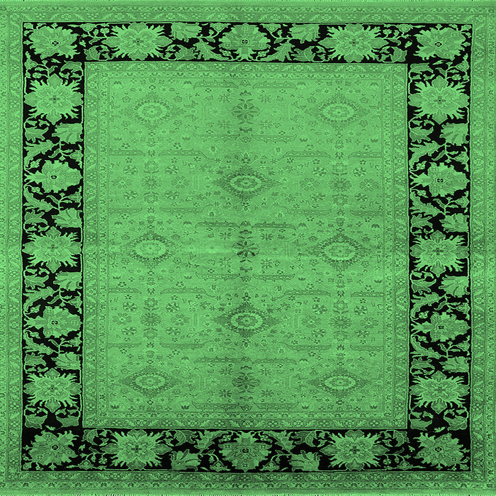 Square Oriental Emerald Green Industrial Rug, urb3056emgrn
