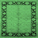 Square Oriental Emerald Green Industrial Rug, urb3056emgrn