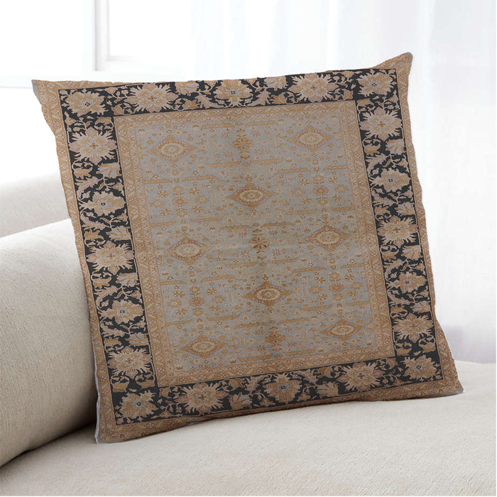 Lifestyle Image of Mid-Century Modern Urban Square Camel Brown Throw Pillow, 18 inch by 18 inch, pwurb3056