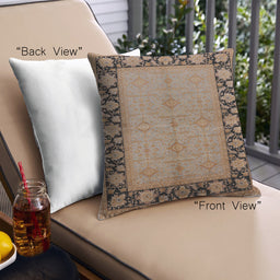 Front View of Mid-Century Modern Urban Square Camel Brown Throw Pillow, 18 inch by 18 inch, pwurb3056