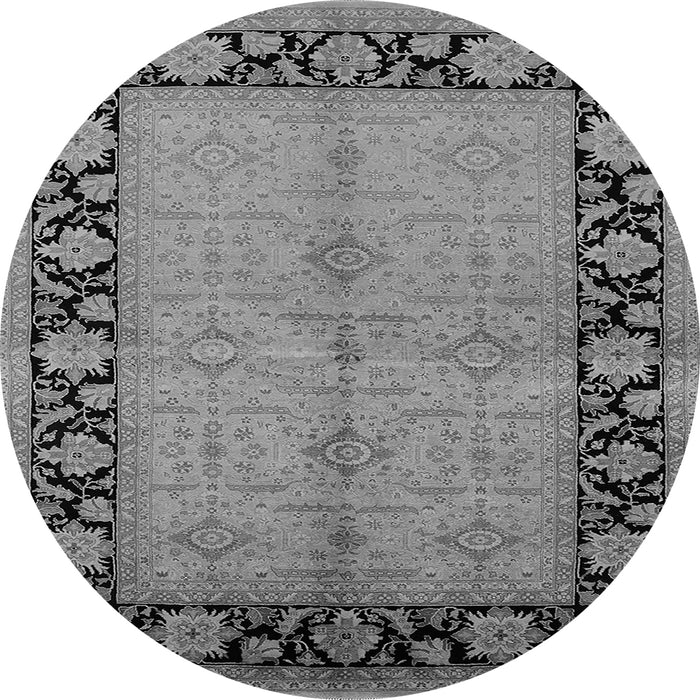 Round Machine Washable Oriental Gray Industrial Rug, wshurb3056gry