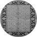 Round Machine Washable Oriental Gray Industrial Rug, wshurb3056gry