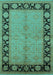 Machine Washable Oriental Turquoise Industrial Area Rugs, wshurb3056turq