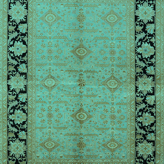 Machine Washable Oriental Turquoise Industrial Area Rugs, wshurb3056turq