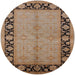 Round Mid-Century Modern Camel Brown Oriental Rug, urb3056