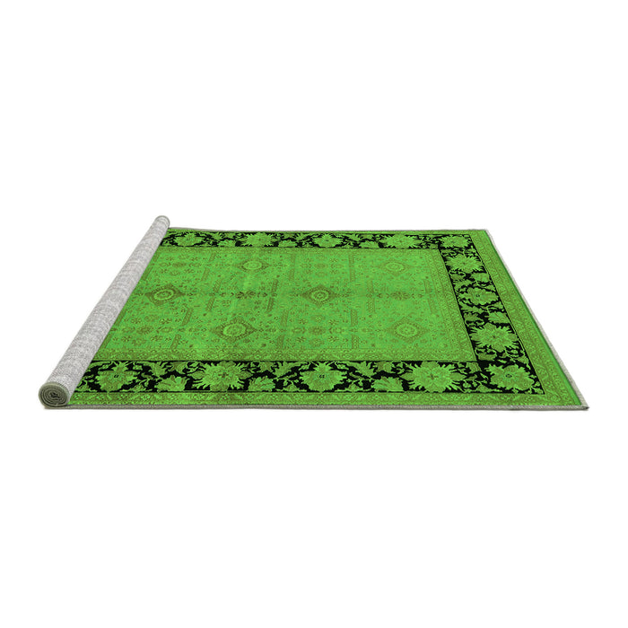 Sideview of Machine Washable Oriental Green Industrial Area Rugs, wshurb3056grn