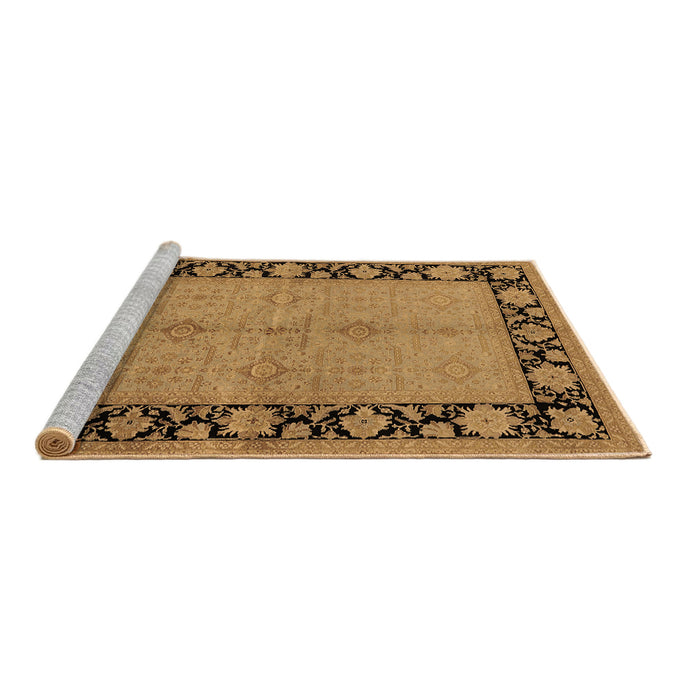 Sideview of Machine Washable Oriental Brown Industrial Rug, wshurb3056brn