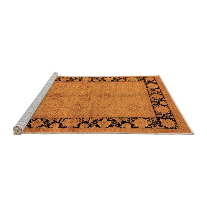 Sideview of Machine Washable Oriental Orange Industrial Area Rugs, wshurb3056org
