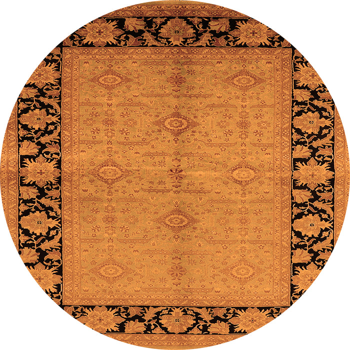 Round Oriental Orange Industrial Rug, urb3056org