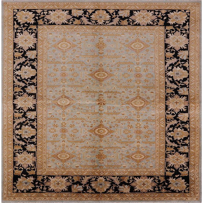 Square Mid-Century Modern Camel Brown Oriental Rug, urb3056