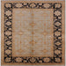 Square Mid-Century Modern Camel Brown Oriental Rug, urb3056