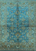 Machine Washable Oriental Light Blue Industrial Rug, wshurb3057lblu