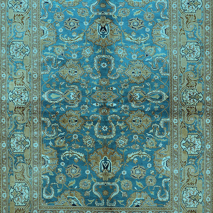 Machine Washable Oriental Light Blue Industrial Rug, wshurb3057lblu