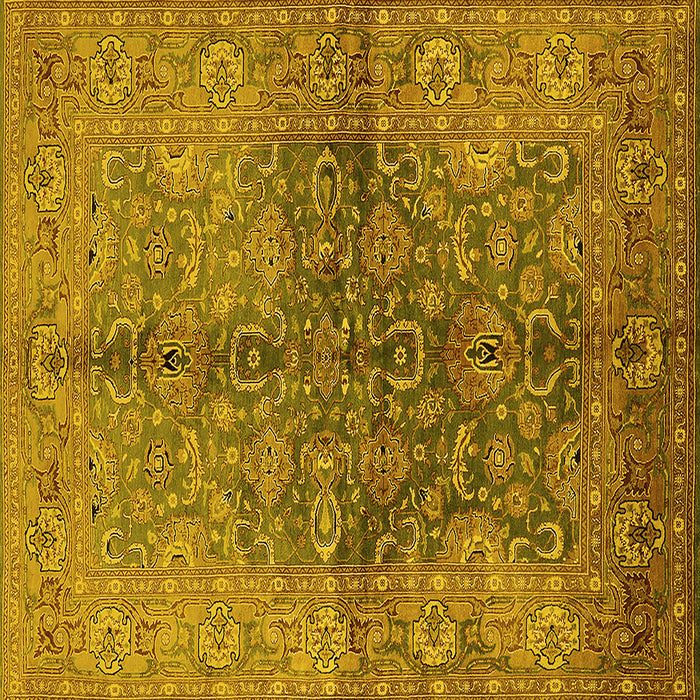 Square Machine Washable Oriental Yellow Industrial Rug, wshurb3057yw