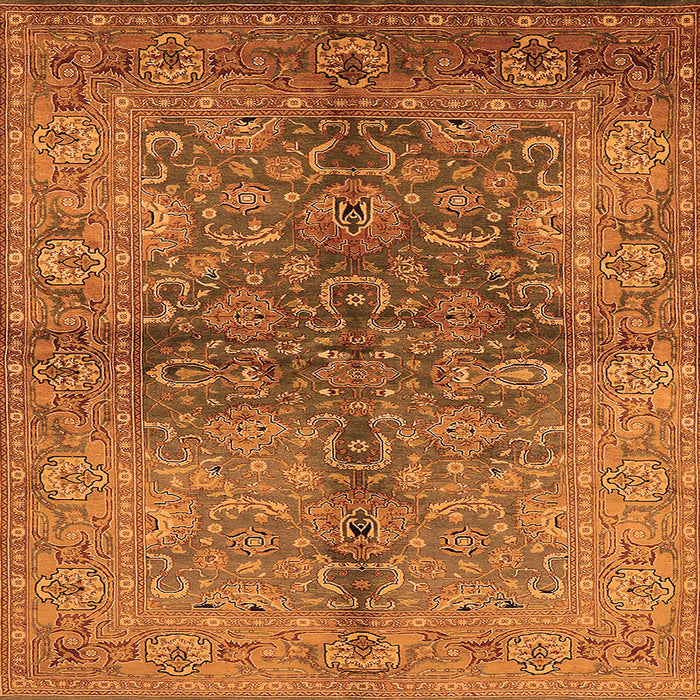 Square Machine Washable Oriental Orange Industrial Area Rugs, wshurb3057org