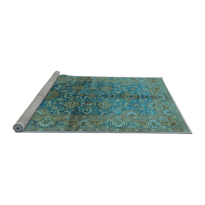 Sideview of Machine Washable Oriental Light Blue Industrial Rug, wshurb3057lblu