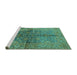 Sideview of Machine Washable Oriental Turquoise Industrial Area Rugs, wshurb3057turq