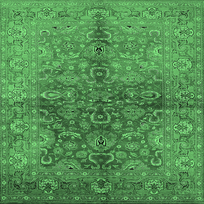 Square Oriental Emerald Green Industrial Rug, urb3057emgrn