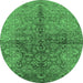 Round Oriental Emerald Green Industrial Rug, urb3057emgrn