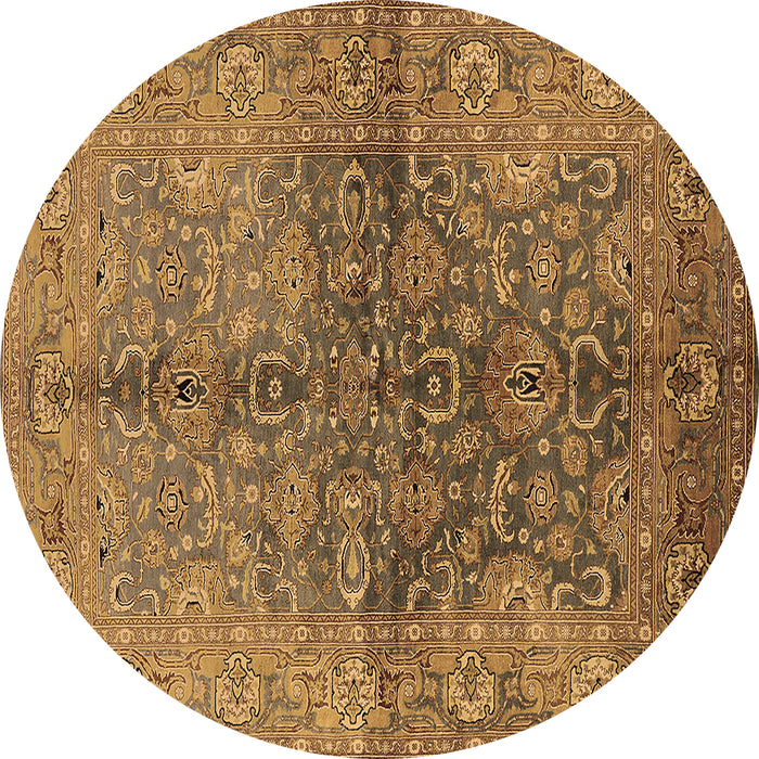 Round Machine Washable Oriental Brown Industrial Rug, wshurb3057brn