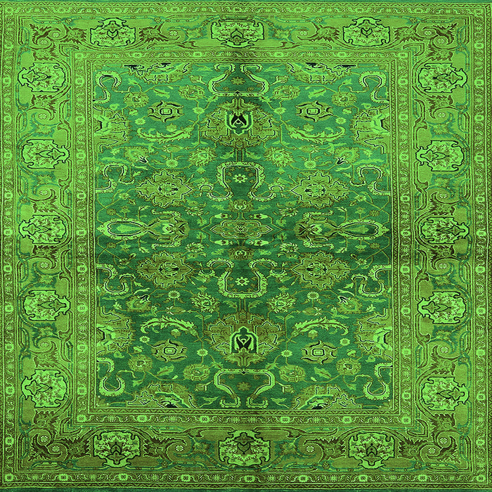 Square Oriental Green Industrial Rug, urb3057grn