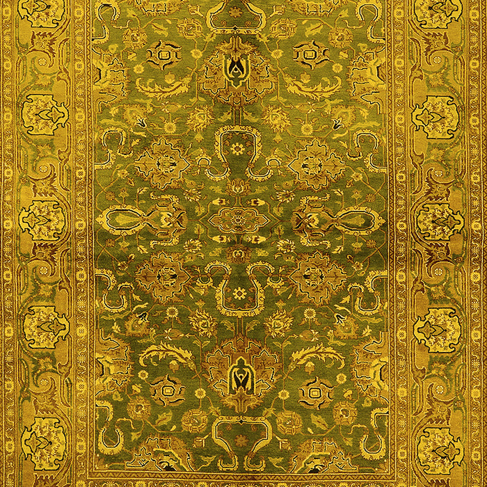 Machine Washable Oriental Yellow Industrial Rug, wshurb3057yw