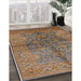 Mid-Century Modern Reddish Brown Oriental Rug in Family Room, urb3057