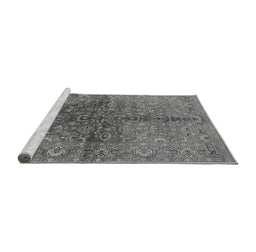 Sideview of Machine Washable Oriental Gray Industrial Rug, wshurb3057gry