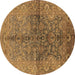 Round Oriental Brown Industrial Rug, urb3057brn