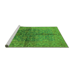 Sideview of Machine Washable Oriental Green Industrial Area Rugs, wshurb3057grn