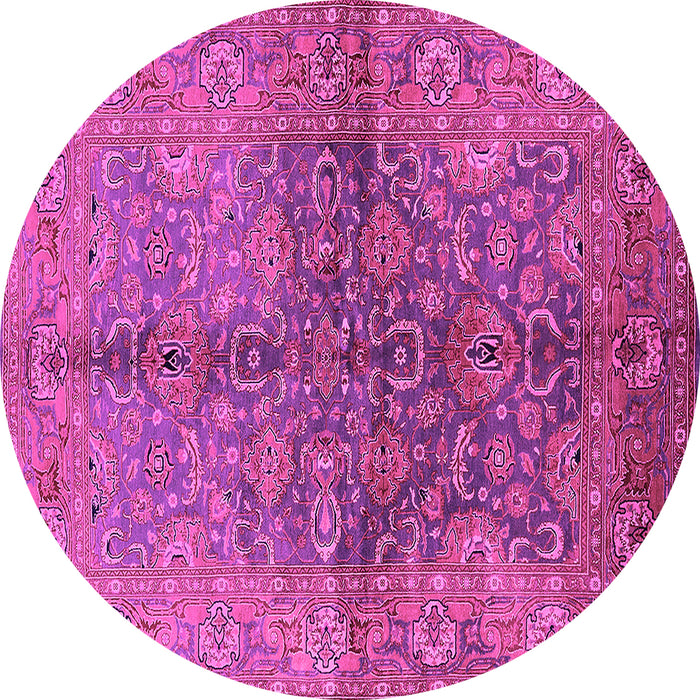 Round Machine Washable Oriental Pink Industrial Rug, wshurb3057pnk