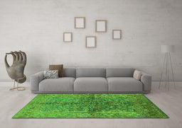 Machine Washable Oriental Green Industrial Area Rugs in a Living Room,, wshurb3057grn