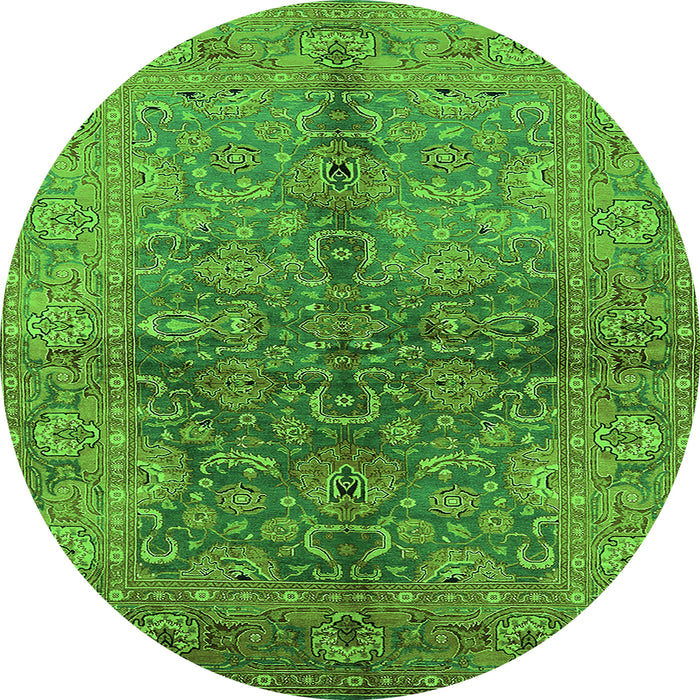 Round Oriental Green Industrial Rug, urb3057grn