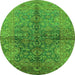 Round Oriental Green Industrial Rug, urb3057grn