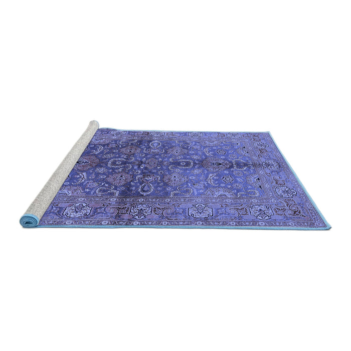 Sideview of Machine Washable Oriental Blue Industrial Rug, wshurb3057blu