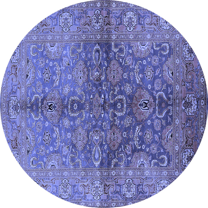 Round Oriental Blue Industrial Rug, urb3057blu