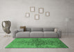 Machine Washable Oriental Emerald Green Industrial Area Rugs in a Living Room,, wshurb3057emgrn