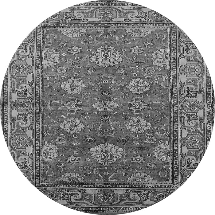 Round Machine Washable Oriental Gray Industrial Rug, wshurb3058gry