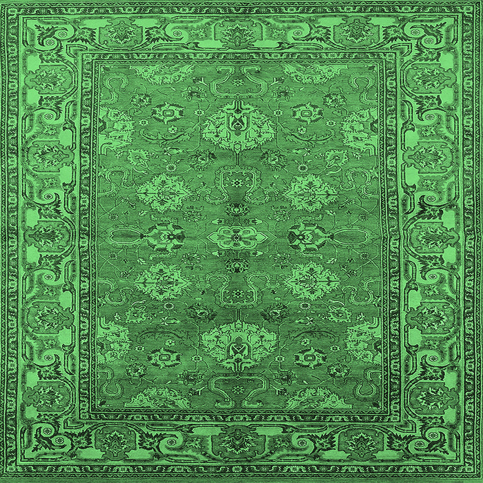Square Oriental Emerald Green Industrial Rug, urb3058emgrn