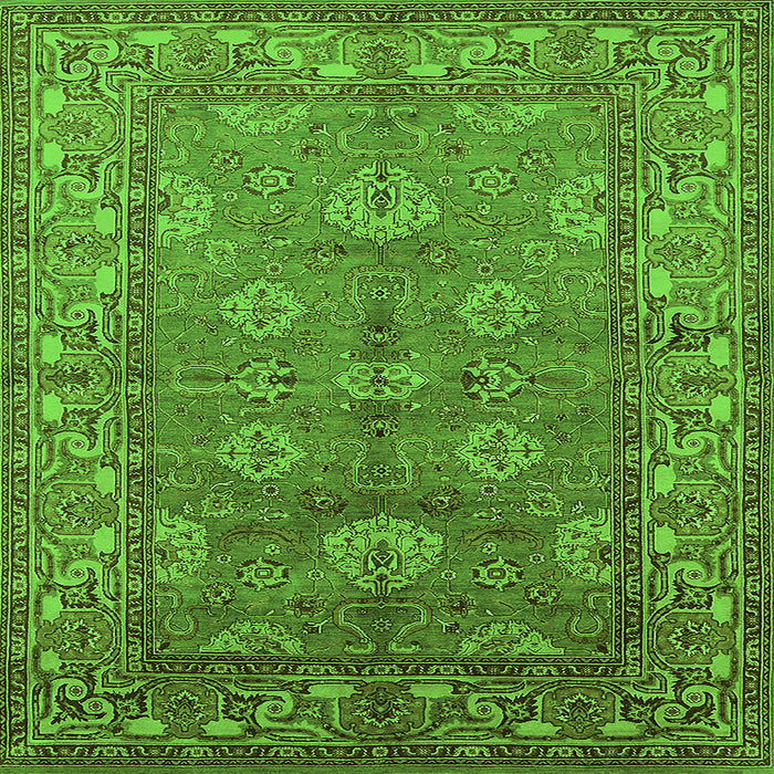 Square Machine Washable Oriental Green Industrial Area Rugs, wshurb3058grn