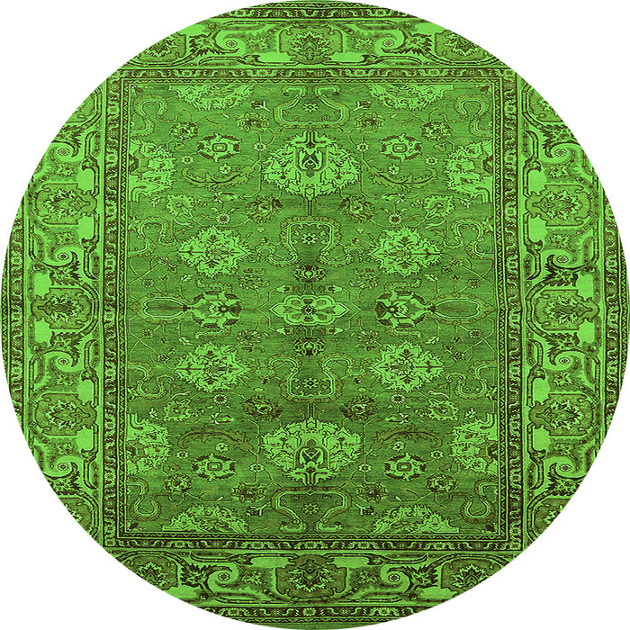 Round Oriental Green Industrial Rug, urb3058grn