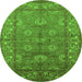 Round Oriental Green Industrial Rug, urb3058grn