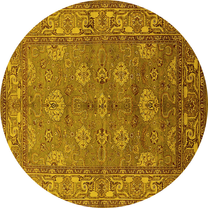 Round Oriental Yellow Industrial Rug, urb3058yw