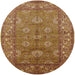 Round Mid-Century Modern Mahogany Brown Oriental Rug, urb3058