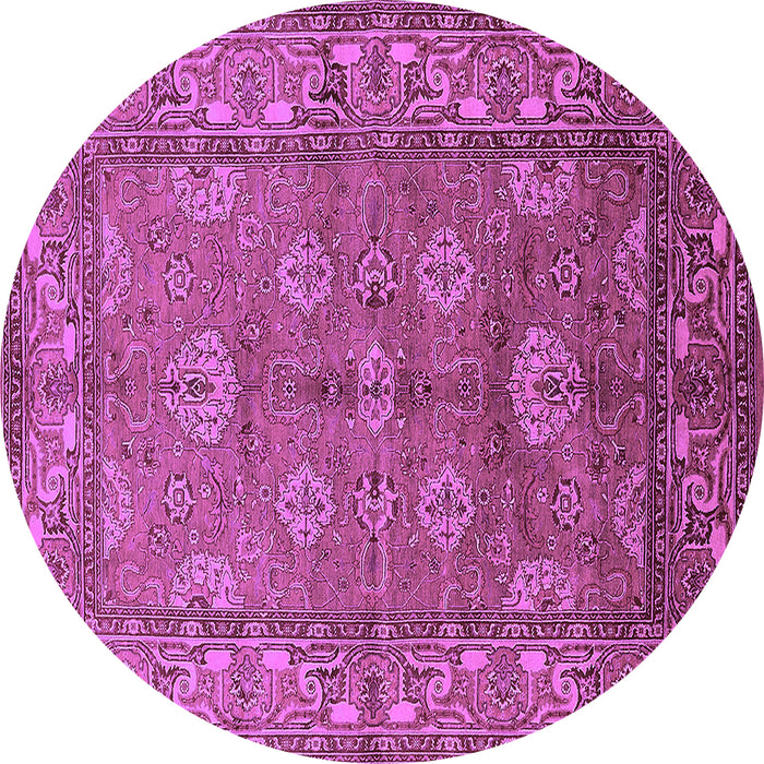 Round Machine Washable Oriental Purple Industrial Area Rugs, wshurb3058pur