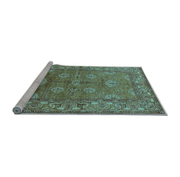 Sideview of Machine Washable Oriental Light Blue Industrial Rug, wshurb3058lblu