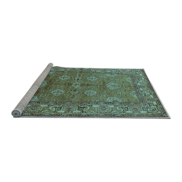 Sideview of Machine Washable Oriental Light Blue Industrial Rug, wshurb3058lblu