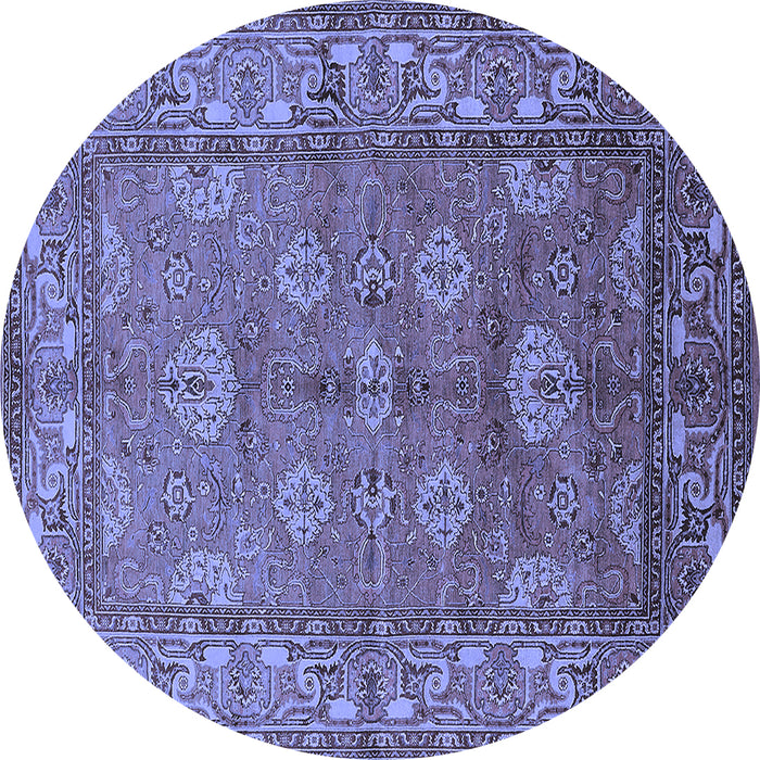 Round Oriental Blue Industrial Rug, urb3058blu